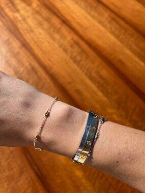 GEHATI Two-Tone Satellite Gold Bead Bracelet Sterling Silver